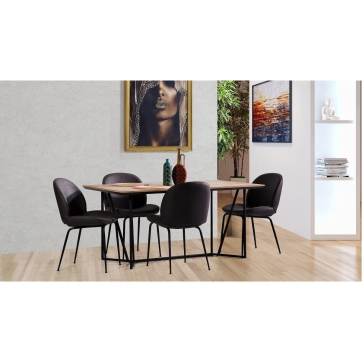 Salle à manger VITALI bois et métal noir