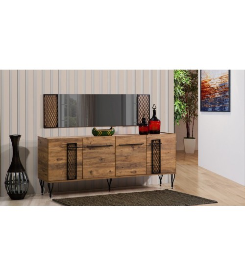 Salle à manger VITALI bois et métal noir