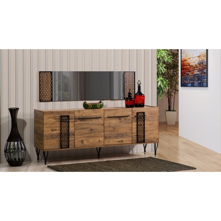 Salle à manger VITALI bois et métal noir