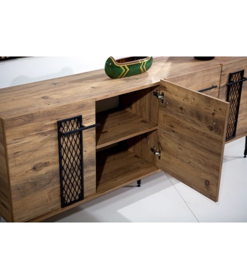 Salle à manger VITALI bois et métal noir