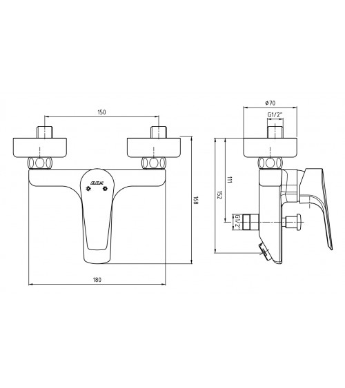 Miscelatore da bagno cromato NIOBE