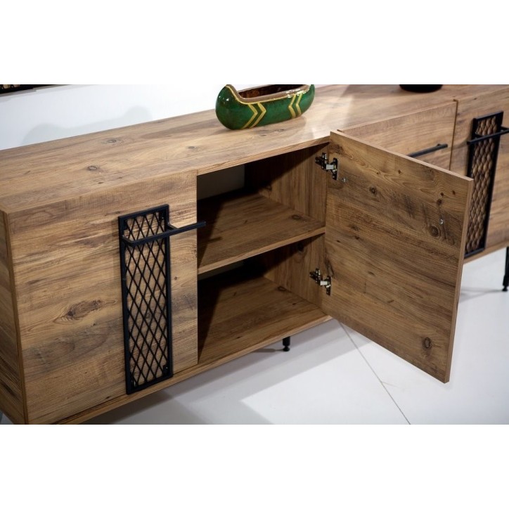 Salle à manger VITALI bois et métal noir