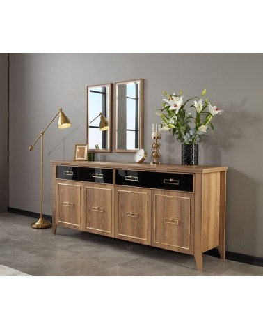 Salle à manger PERA bois, noir et doré