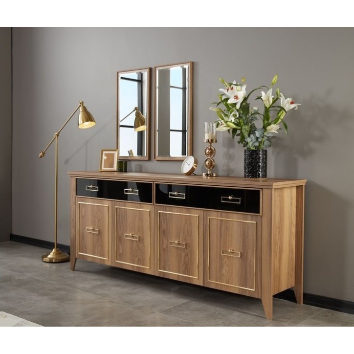 Salle à manger PERA bois, noir et doré Salle à manger PERA bois, noir et doré