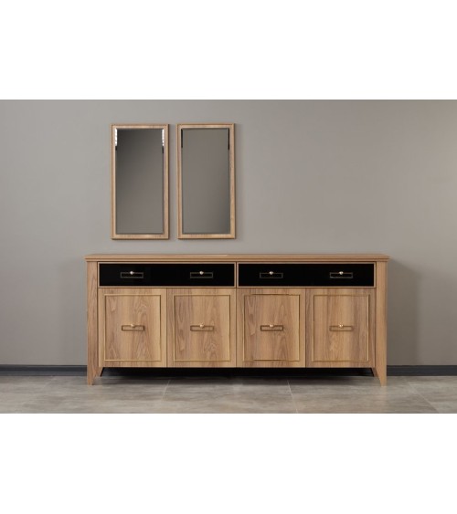 Salle à manger PERA bois, noir et doré