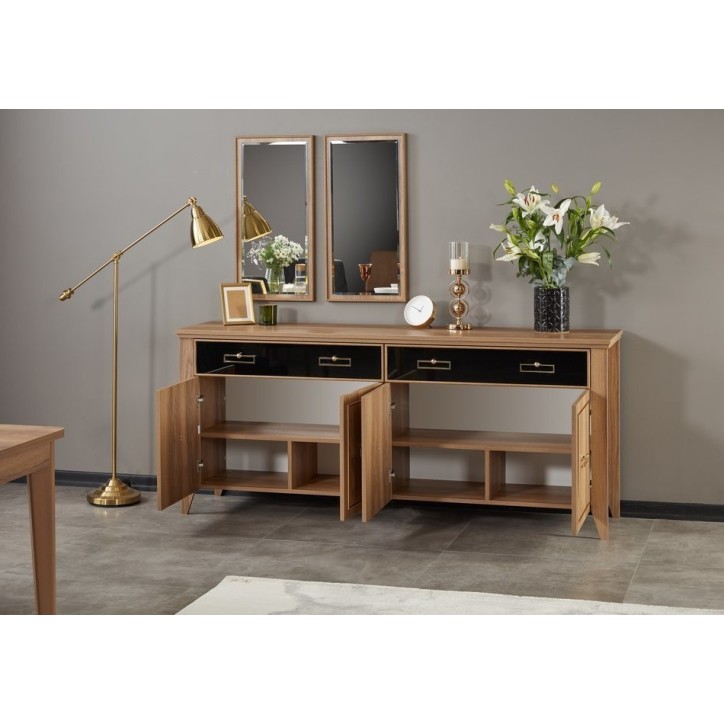 Salle à manger PERA bois, noir et doré Salle à manger PERA bois, noir et doré