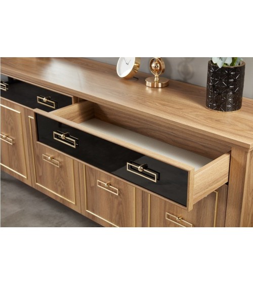 Salle à manger PERA bois, noir et doré