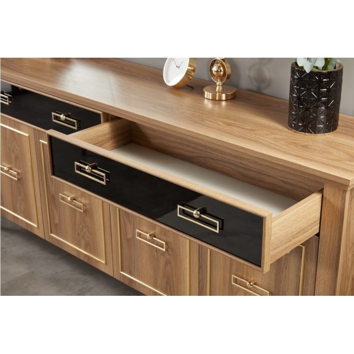 Salle à manger PERA bois, noir et doré Salle à manger PERA bois, noir et doré