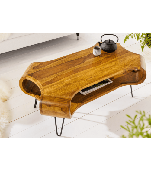 Table basse ORGANIC LIVING 100 cm en bois de sheesham naturel