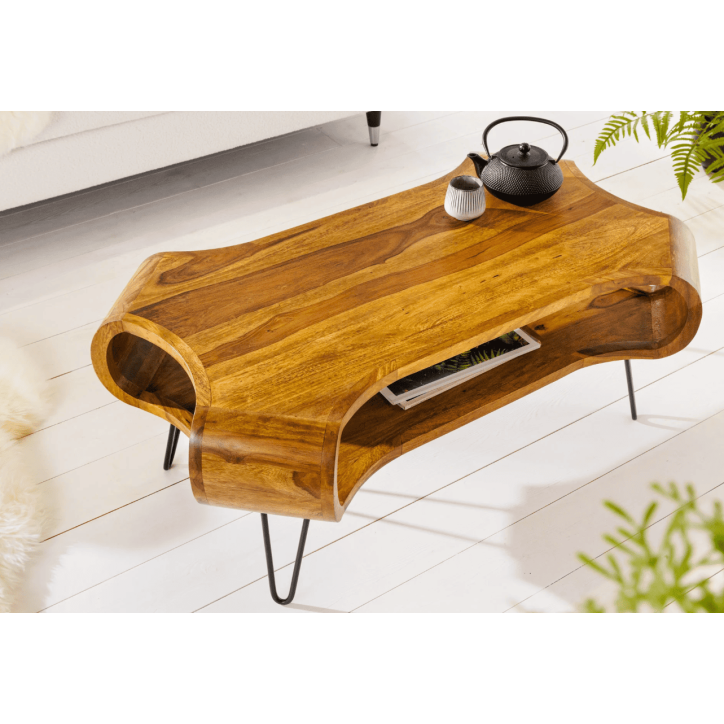 Table basse ORGANIC LIVING 100 cm en bois de sheesham naturel