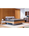LIT  ASTO avec chevets suspendus,  blanc laqué et chêne clair 160x200 cm