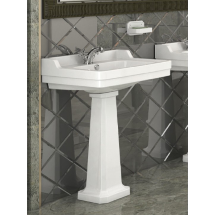 Lavabo NEOCLÁSSICA bianco con schienale e piedistallo