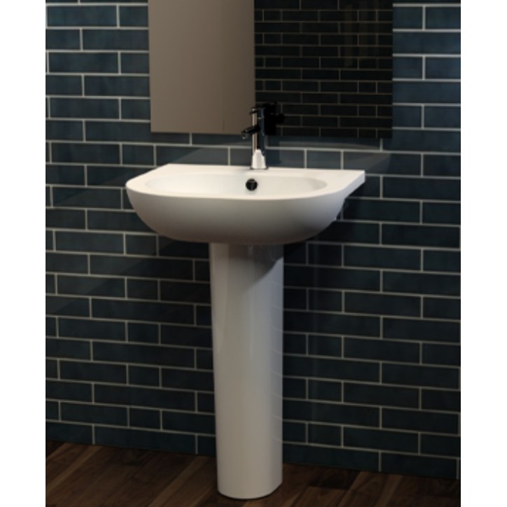Lavabo con columna integrada OPUS COMPACT mediano blanco