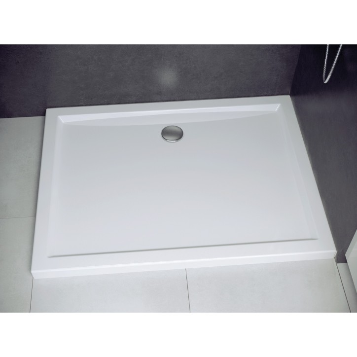 Extra platte douchebak ALPINA SLIMLINE rechthoekig 100/120 x 80/90 cm wit
