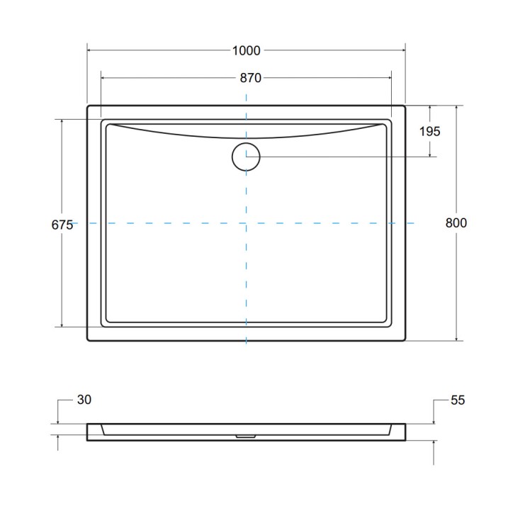 Plato de ducha extraplano ALPINA SLIMLINE rectangular 100/120 x 80/90 cm blanco