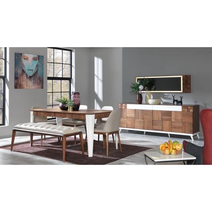 Salle à manger BERRAK Noyer - blanc
