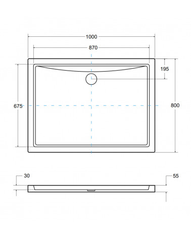 Extra platte douchebak ALPINA SLIMLINE rechthoekig 100/120 x 80/90 cm zwart steeneffect