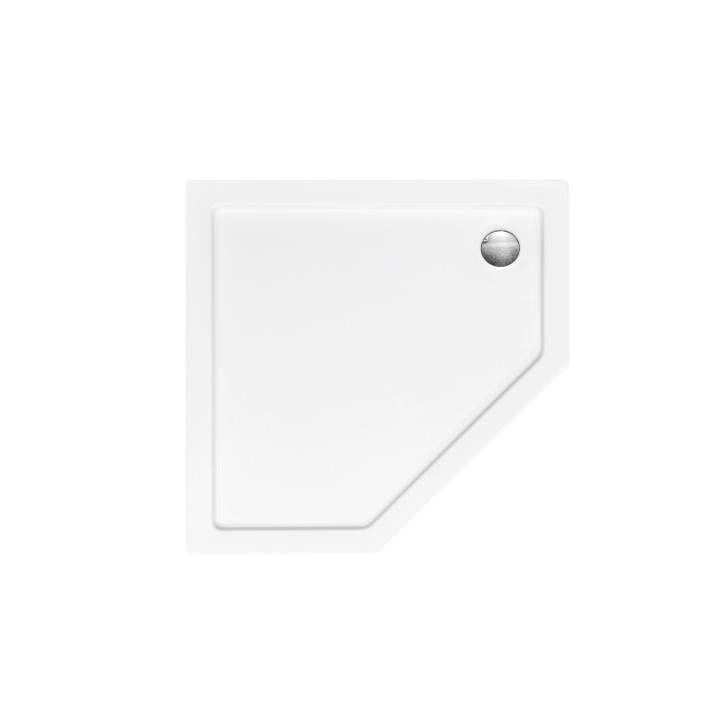 Extra platte douchebak BERGO SLIMLINE asymmetrisch 90x90x6 cm wit
