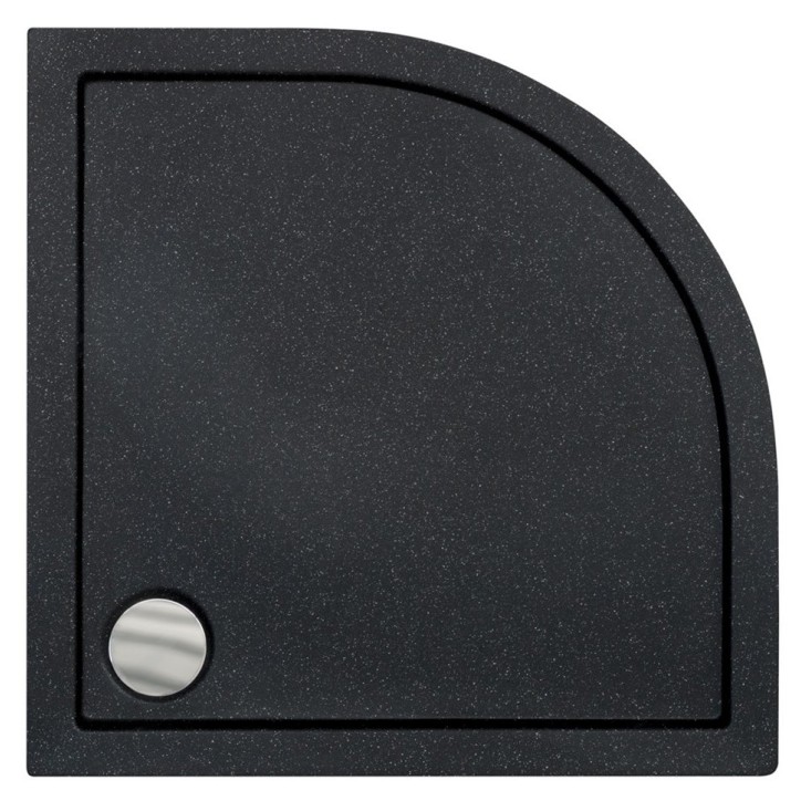 Base de duche plana semi-circular ARON SLIMLINE 80x80 cm e 90x90 cm efeito pedra preta