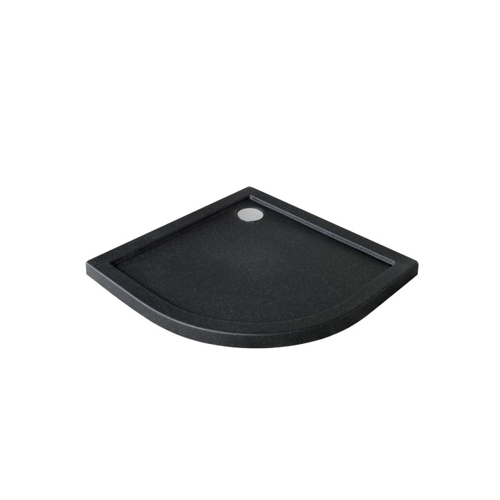 Base de duche plana semi-circular ARON SLIMLINE 80x80 cm e 90x90 cm efeito pedra preta
