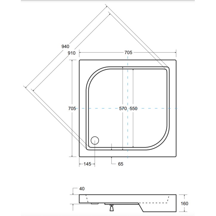 Piatto doccia quadrato OSKAR 70x70 cm e 90x90 cm bianco Piatto doccia quadrato OSKAR 70x70 cm e 90x90 cm bianco