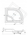 Receveur de douche SATURN asymétrique côté droit 100x80 cm et 120x90 cm blanc