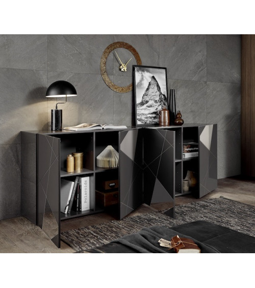 Credenza laccata grigio antracite VITTORIA 241 cm