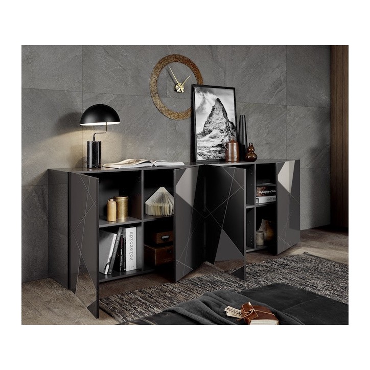Buffet VITTORIA gris anthracite laqué 241 cm