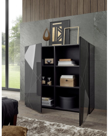 VITTORIA antracietgrijs gelakt highboard 121x111x42 cm