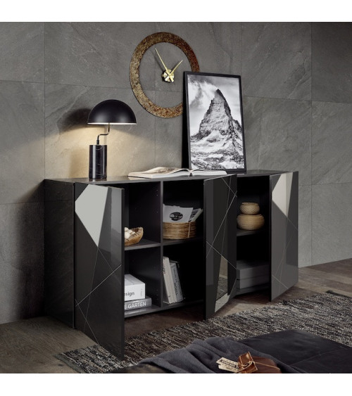 Credenza VITTORIA laccata grigio antracite 181 cm