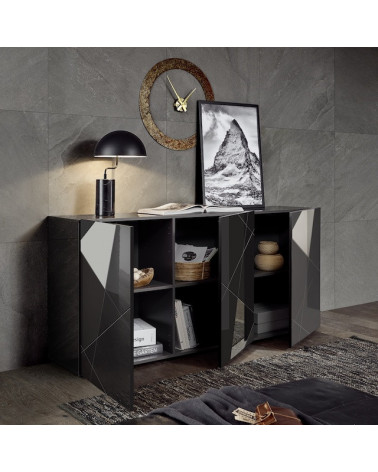 Credenza VITTORIA laccata grigio antracite 181 cm