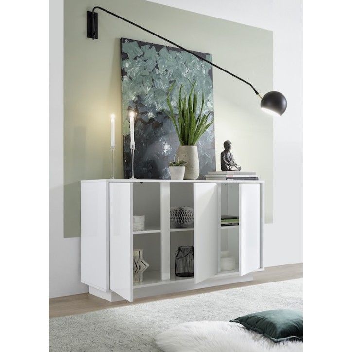 Credenza ICE a 3 ante - laccato bianco 138 cm