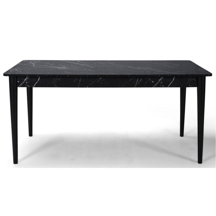 Salle à manger NOIRE noyer foncé, effet marbre et doré