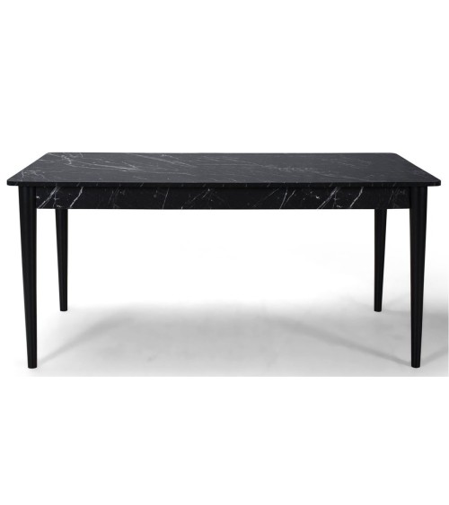 Salle à manger NOIRE noyer foncé, effet marbre et doré