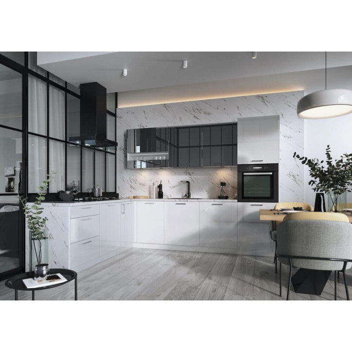 Set da cucina a L ALVICO PREMIUM LINE bianco lucido