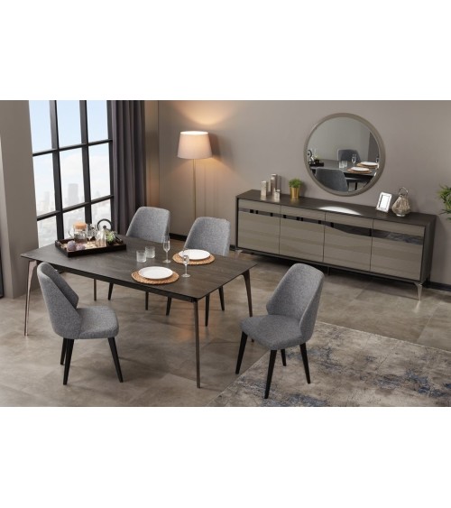 Salle à manger SOHO noyer foncé et crème