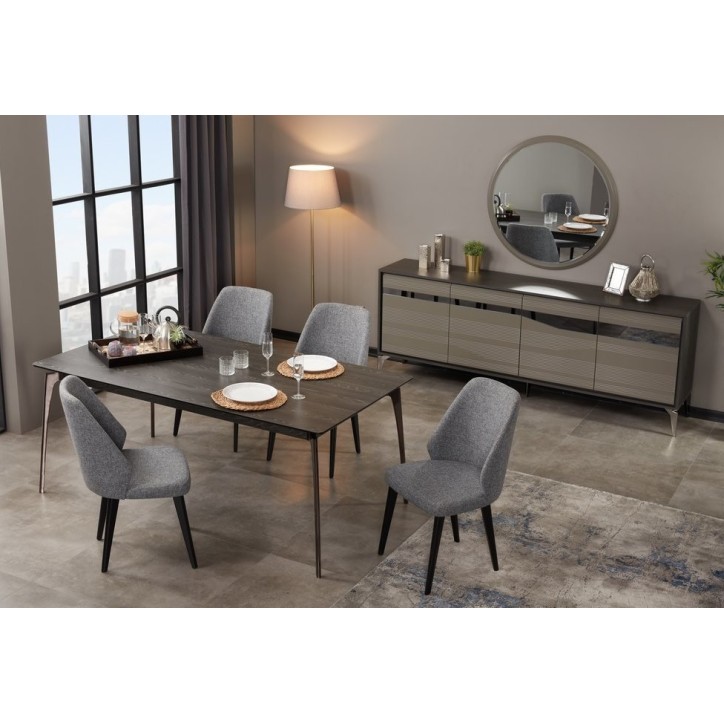 Salle à manger SOHO noyer foncé et crème