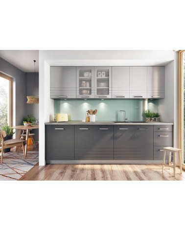 Ensemble Cuisine PAULA CLASSIC LINE gris mat 210 cm
