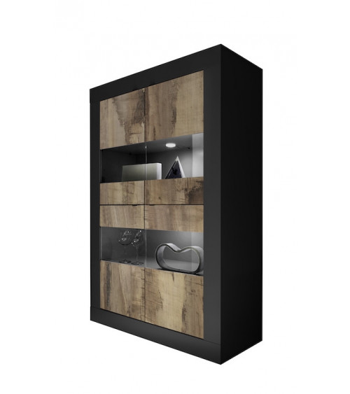 BASIC vitrinekast mat zwart/pero 102 x 162 x 43 cm