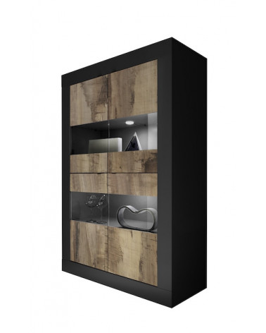 Vetrina BASIC nero opaco/pero 102 x 162 x 43 cm