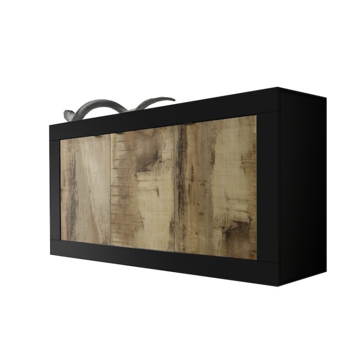 Aparador BASIC 3 puertas negro mate/pero 160 cm