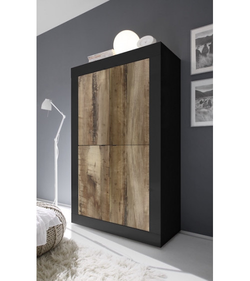 Credenza Armadio BASIC nero opaco/pero 102 x 162 x 43 cm