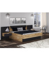 LIT LUNA avec chevets suspendu 160x200 cm Lave mat et chêne clair