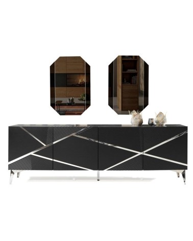 Buffet DIAMOND NOIR 4 portes 220 cm