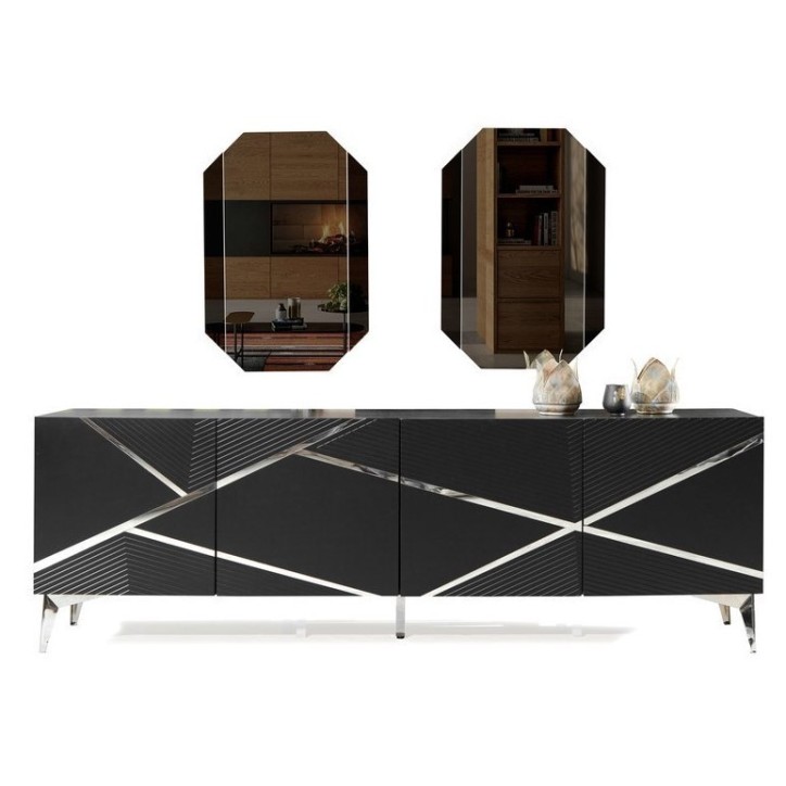 Buffet DIAMOND NOIR 4 portes 220 cm