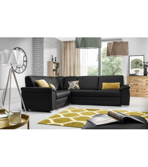 Canapé d'angle convertible BARELLO noir 262 x 212 cm
