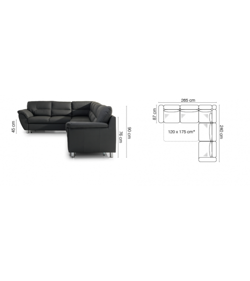 Hoekbank AMIGO zwart 265 x 240 cm