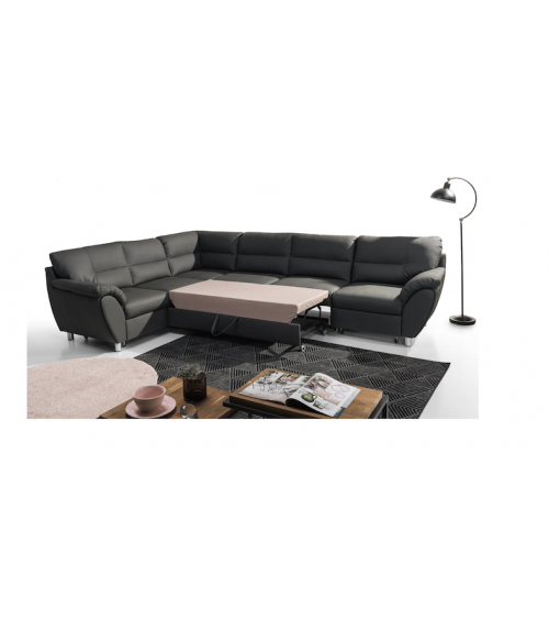 Sofá rinconera convertible AMIGO negro 265 x 240 cm