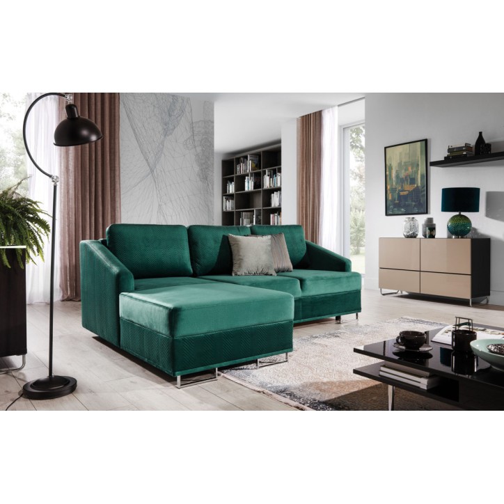 Divano letto angolare BUCCO verde 225 x 160 cm Divano letto angolare BUCCO verde 225 x 160 cm