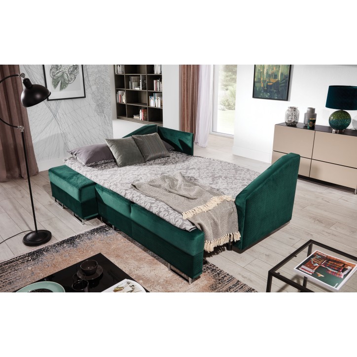 Canapé d'angle convertible BUCCO vert 225 x 160 cm